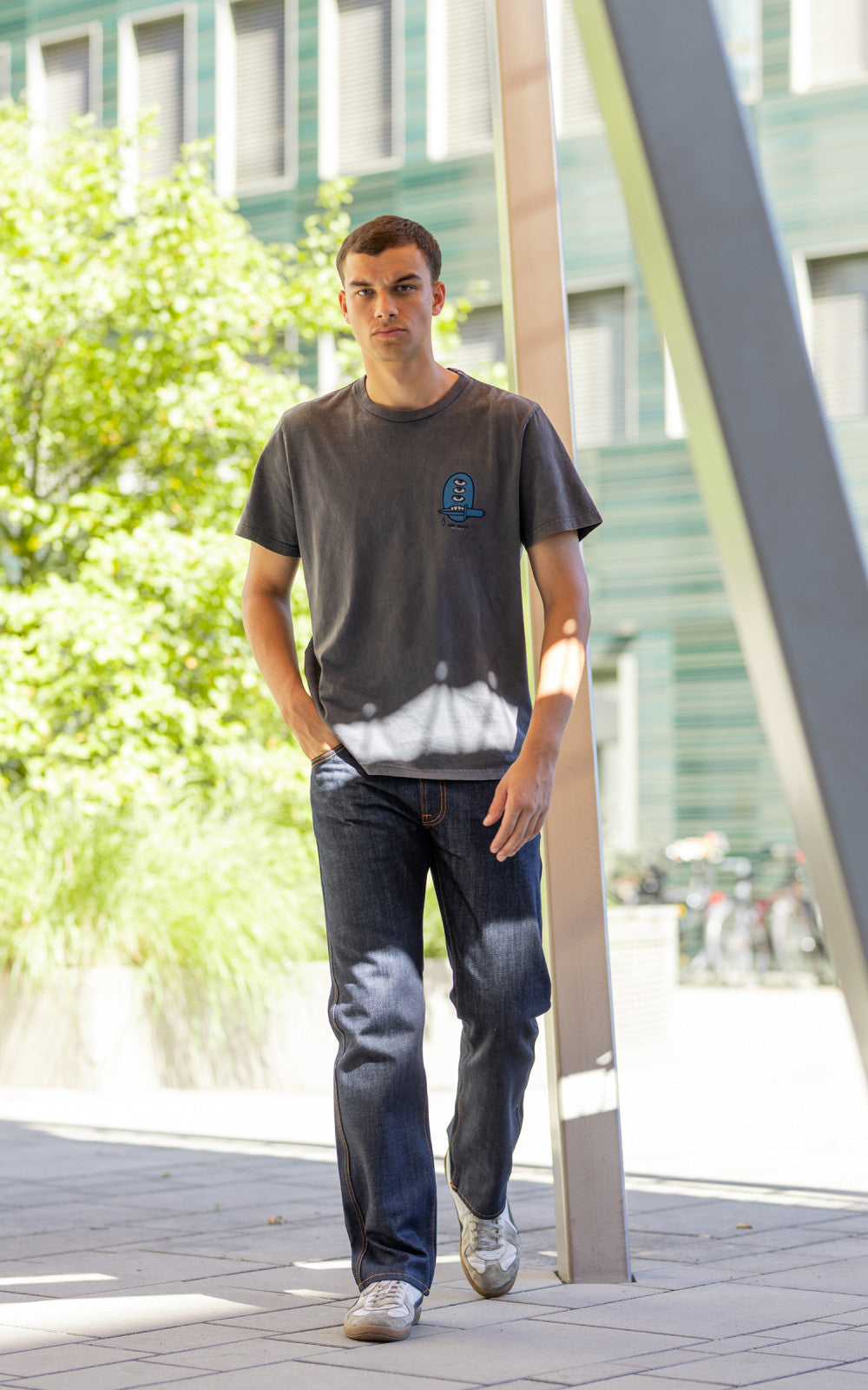 Nudie Jeans Roy Raw Tracks T-Shirt Antracite