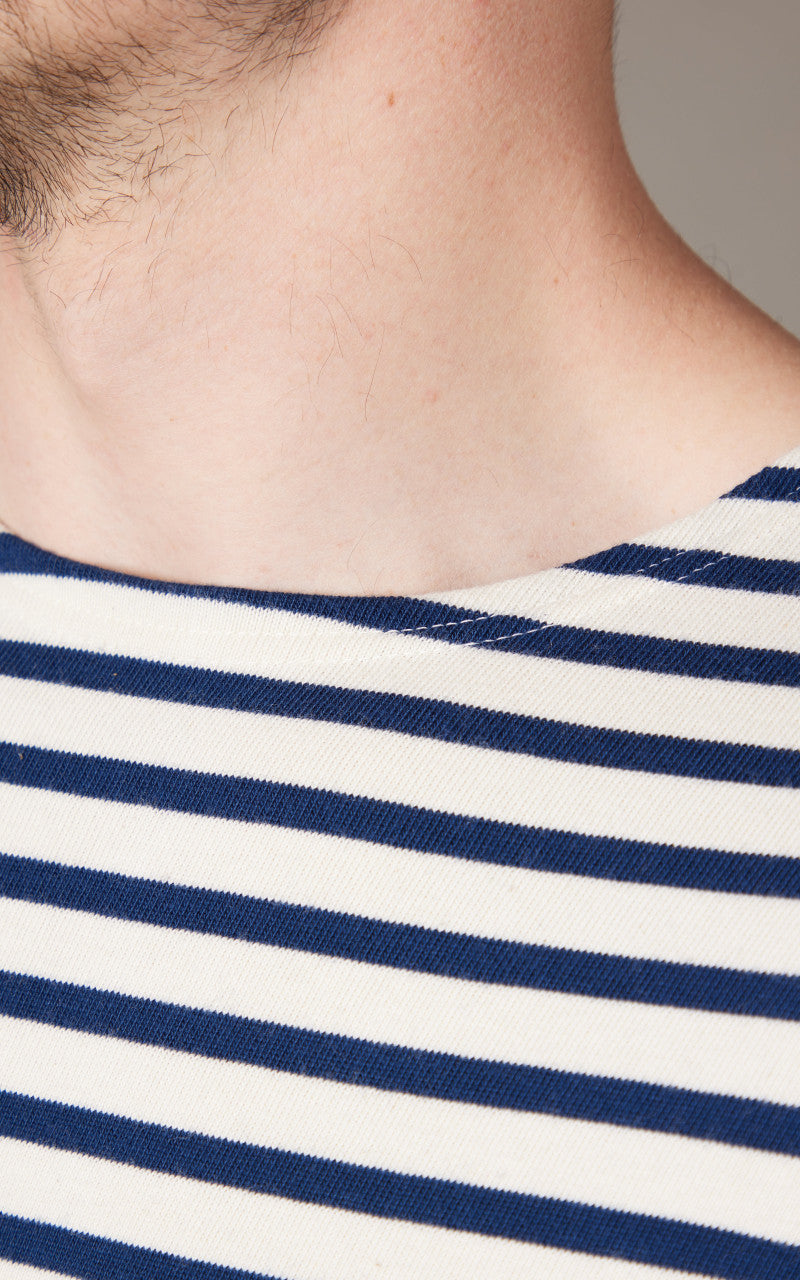 Nudie Jeans Charles Stripe LS T-Shirt Offwhite/Blue