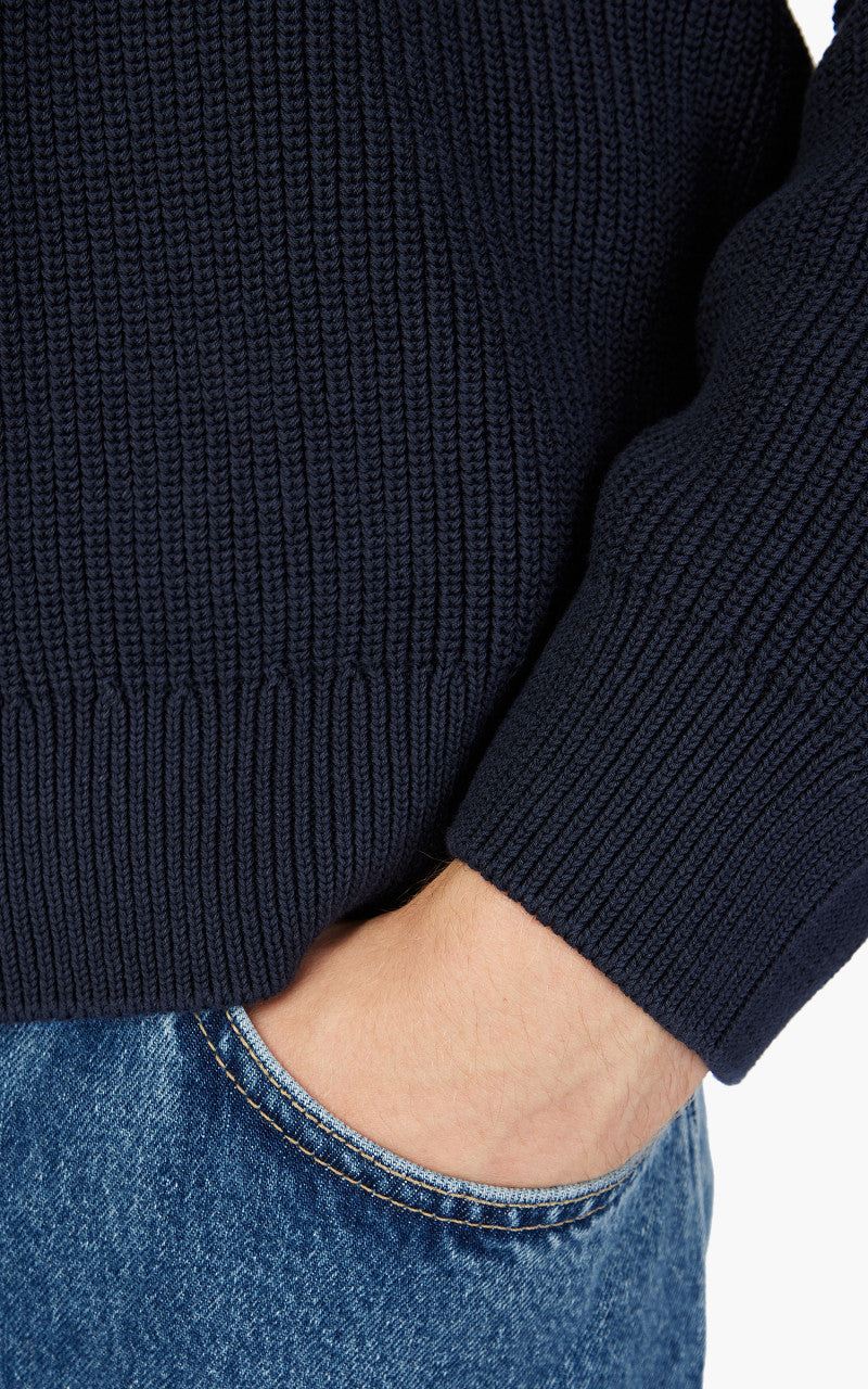 Nudie Jeans August Rib Wool Sweater Navy