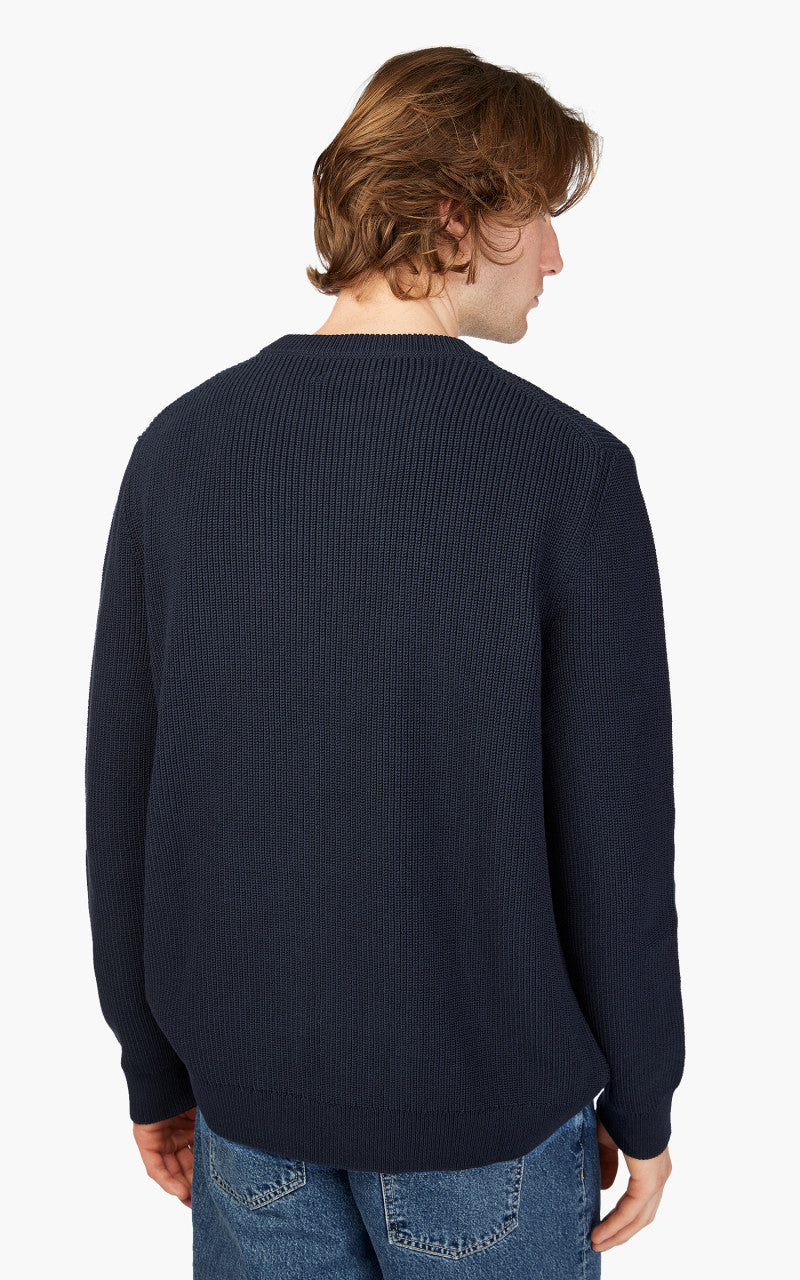 Nudie Jeans August Rib Wool Sweater Navy