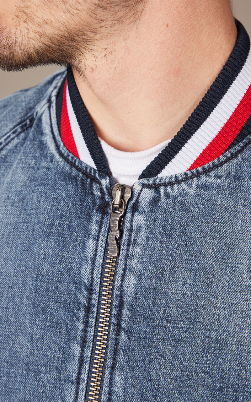 Nudie Jeans Alex Bomber Jacket Denim Blue