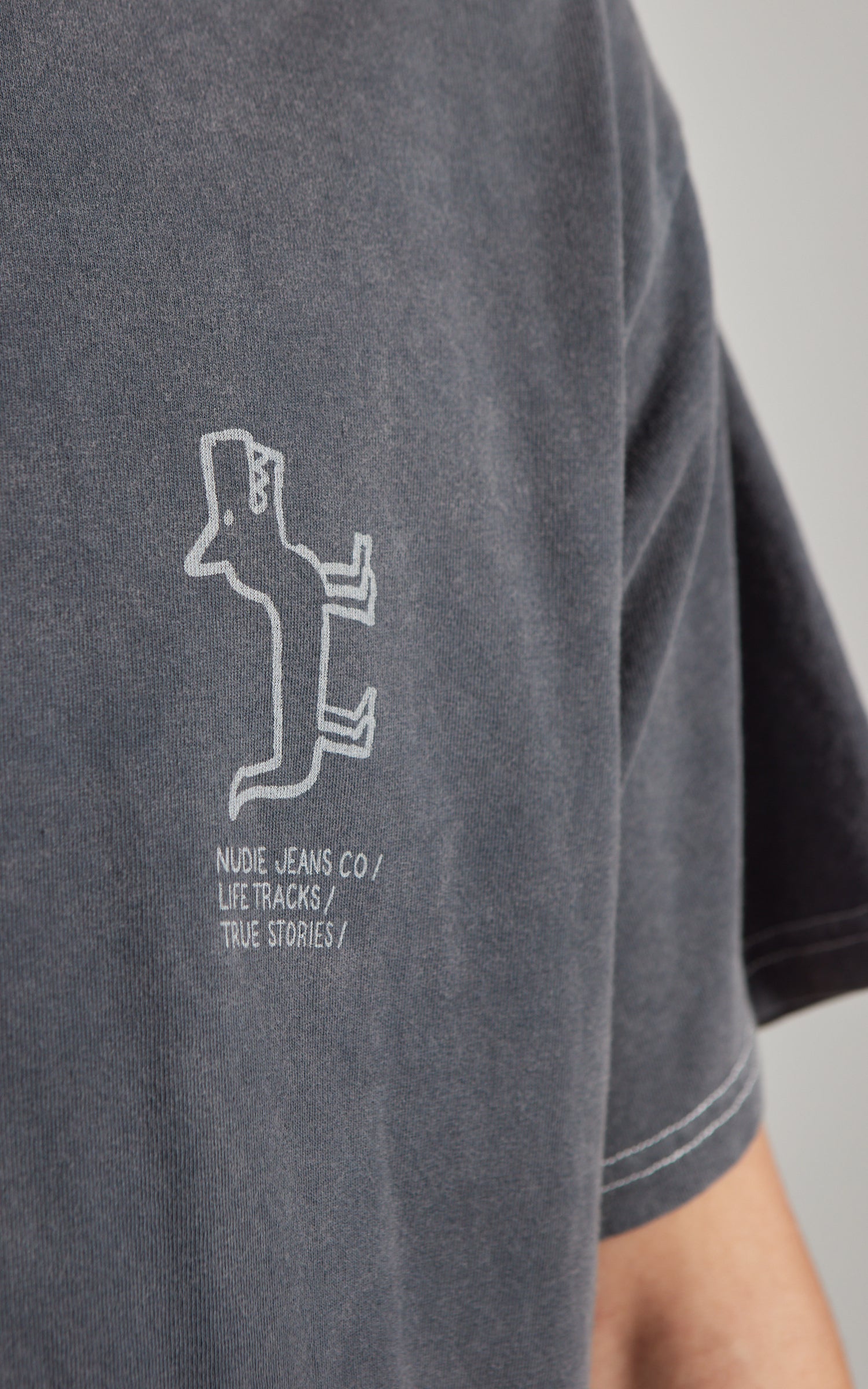 Nudie Jeans Koffe Scratched Tracks T-Shirt Antracite