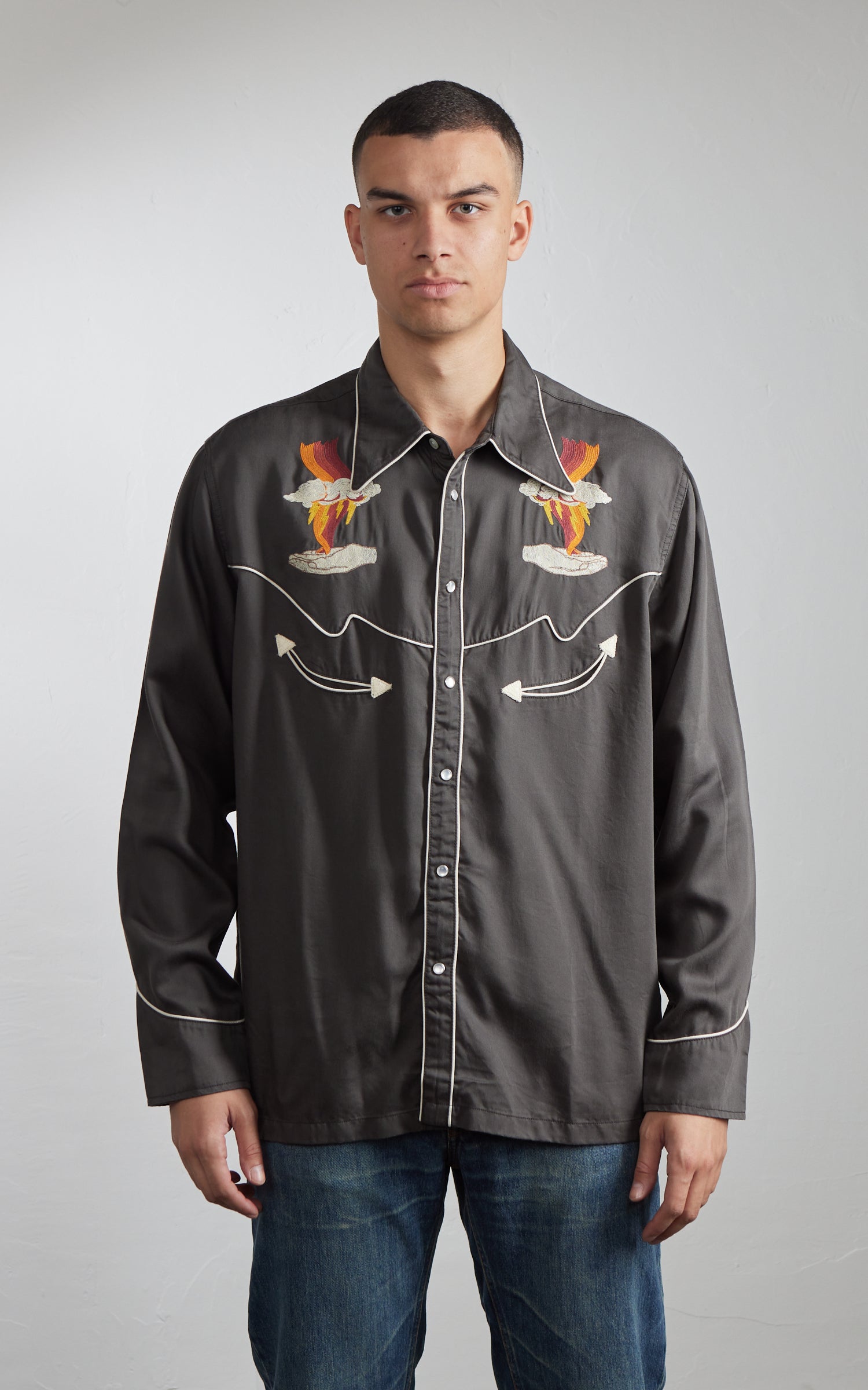 Nudie Jeans Gonzo Western Shirt Sunburns Black/Brown