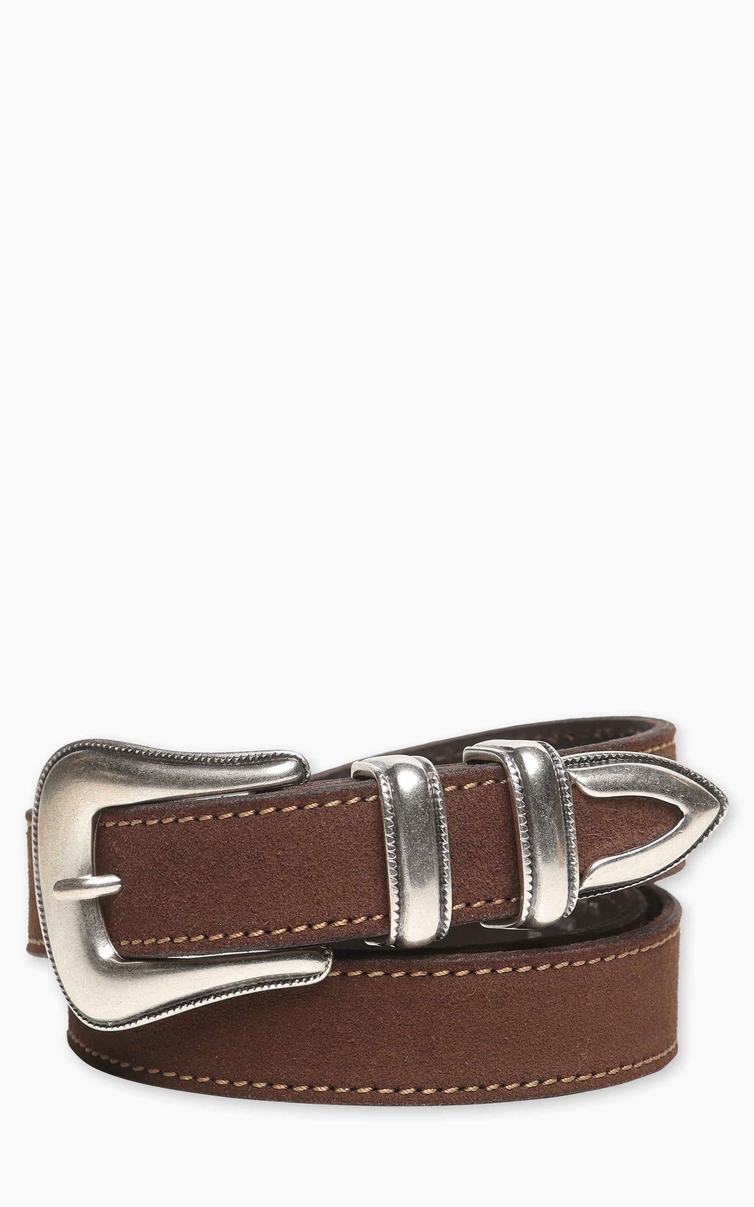 Nudie Jeans Western Suede Silver Belt Dark Brown