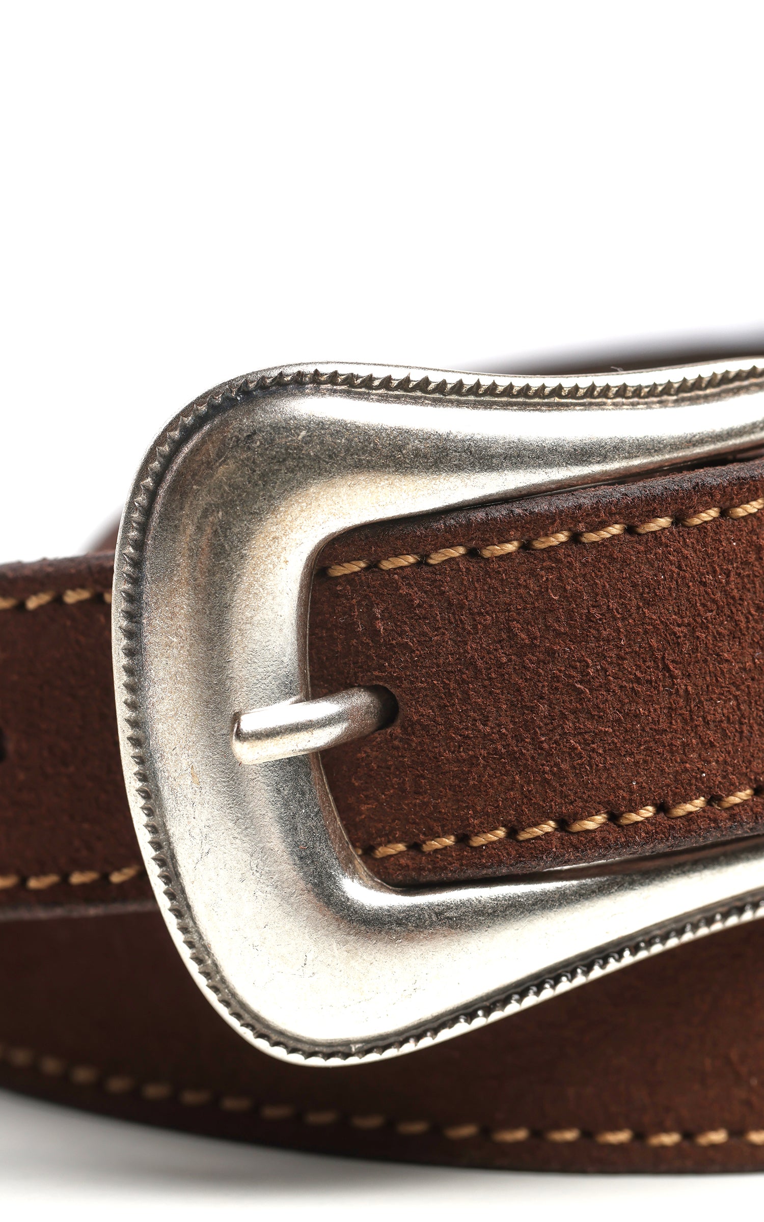 Nudie Jeans Western Suede Silver Belt Dark Brown