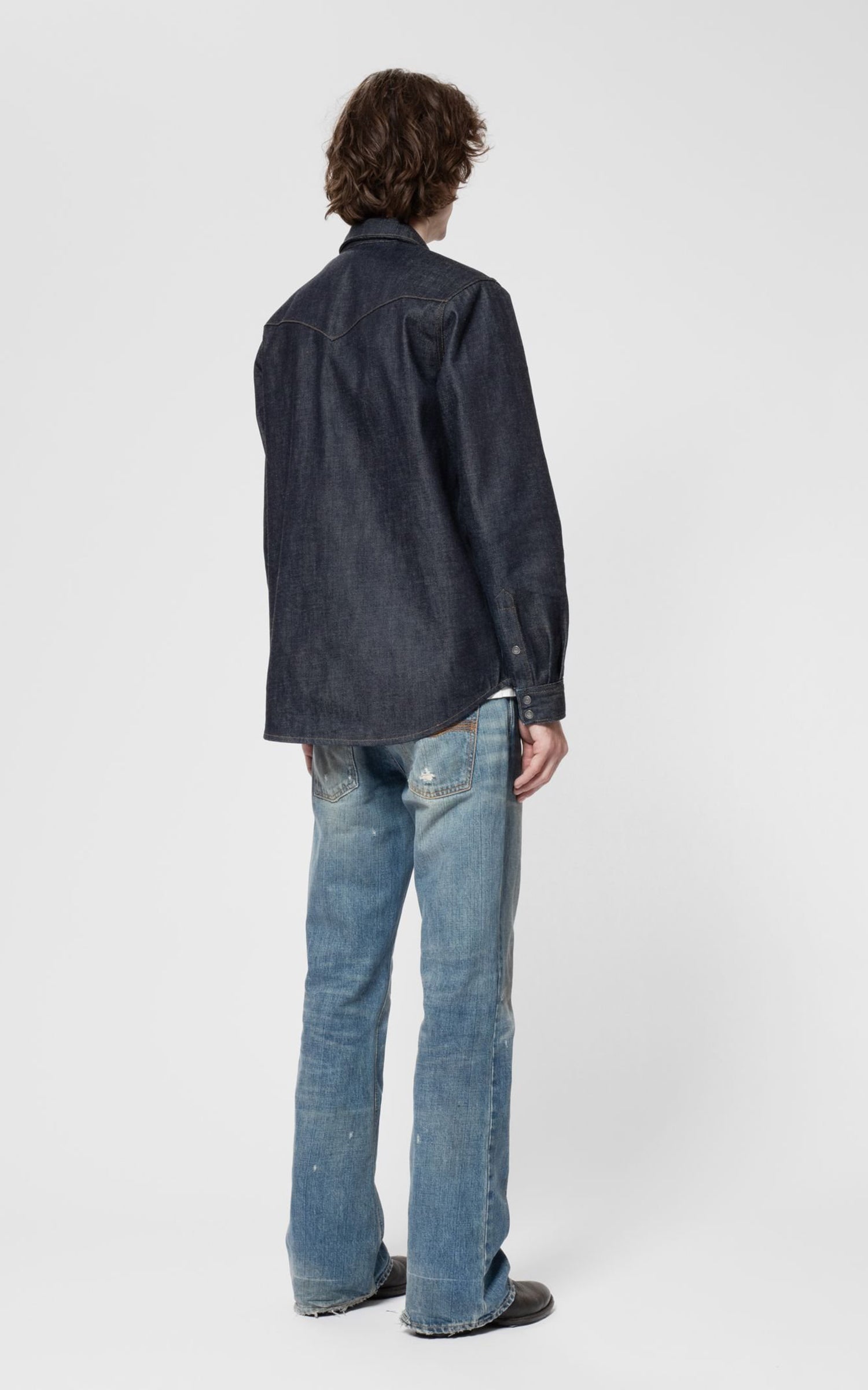 Nudie Jeans George Ace Selvage Denim Shirt Dry Blue