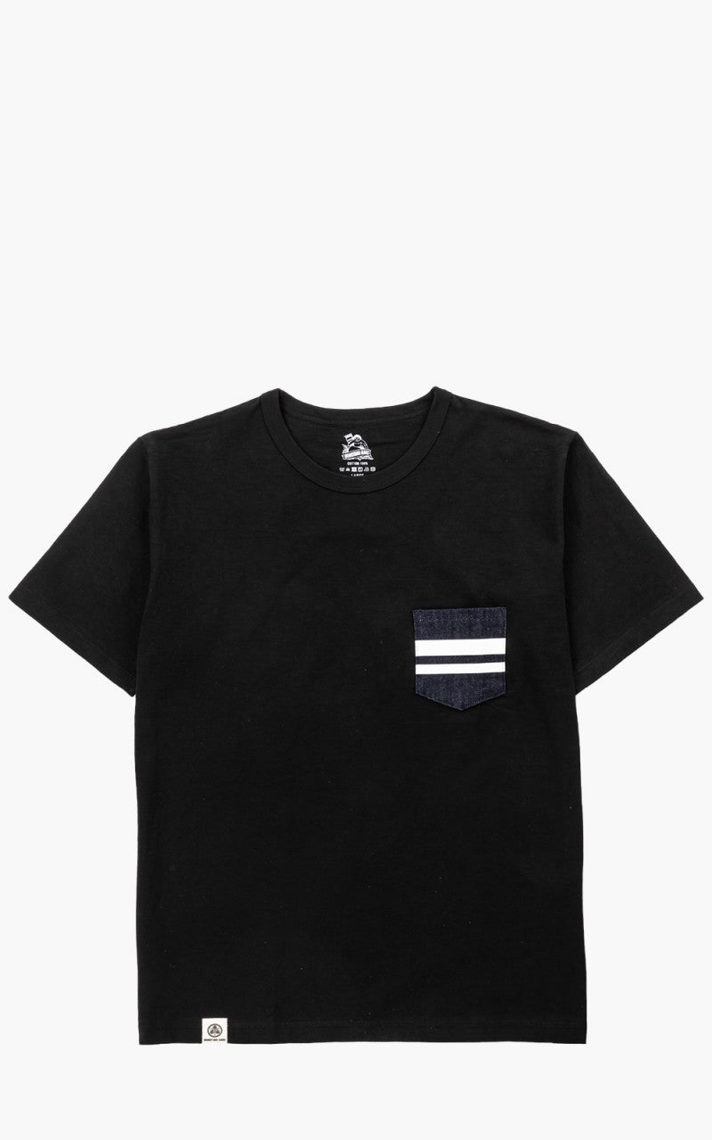 Momotaro Jeans 07-035 GTB Denim Pocket T-Shirt Black