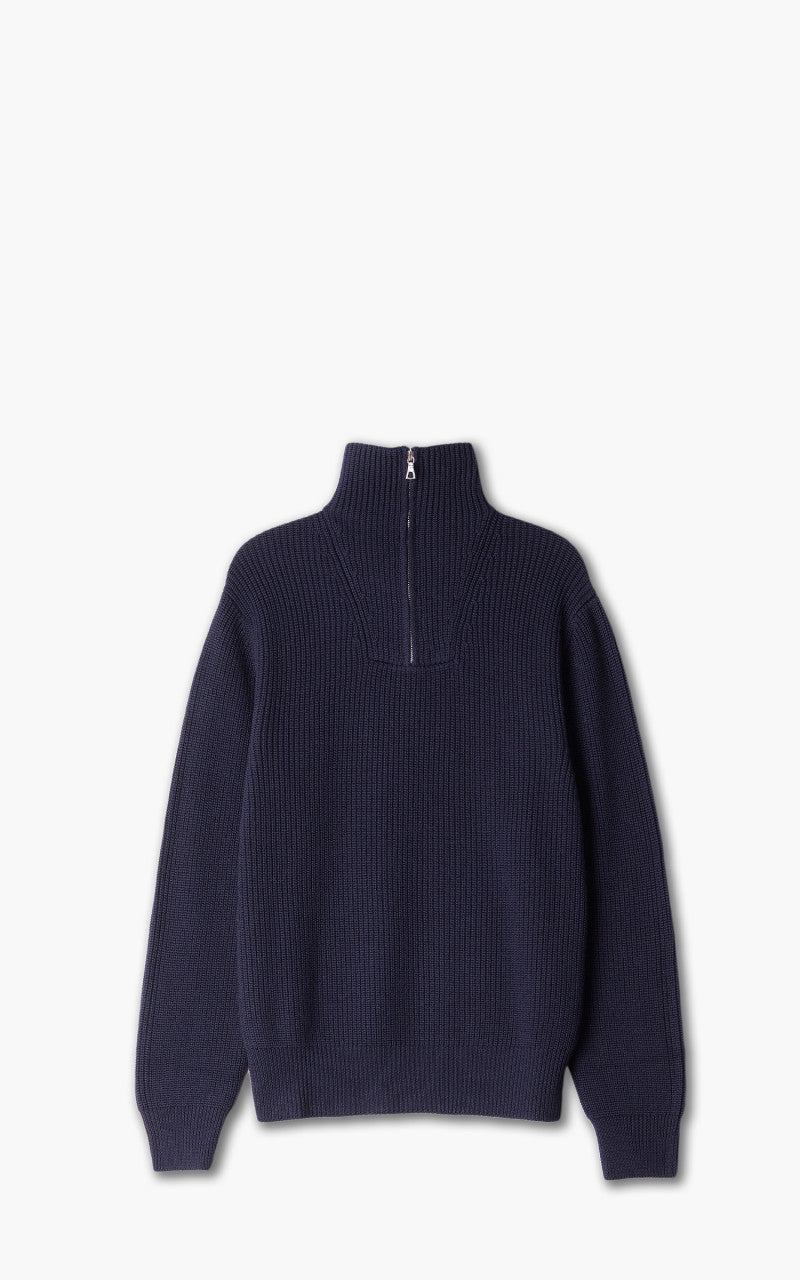 Officine Generale Tarek Mockneck Rib Wool Navy