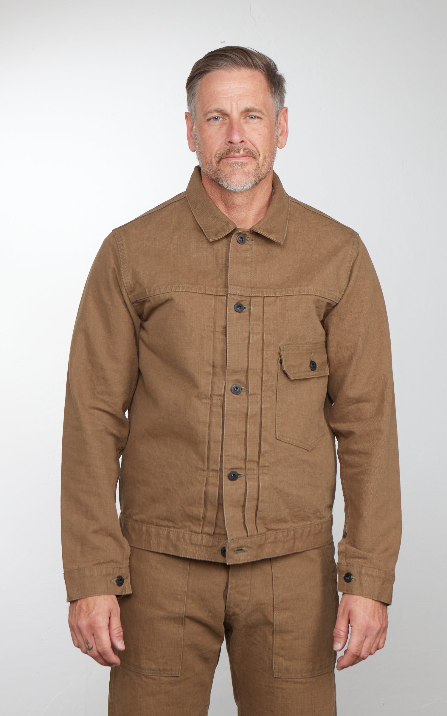 ONI Denim 01507L-HOX-BRK Type I Jacket Sulfur Dyed Heavy Oxford Brown Khaki 13oz
