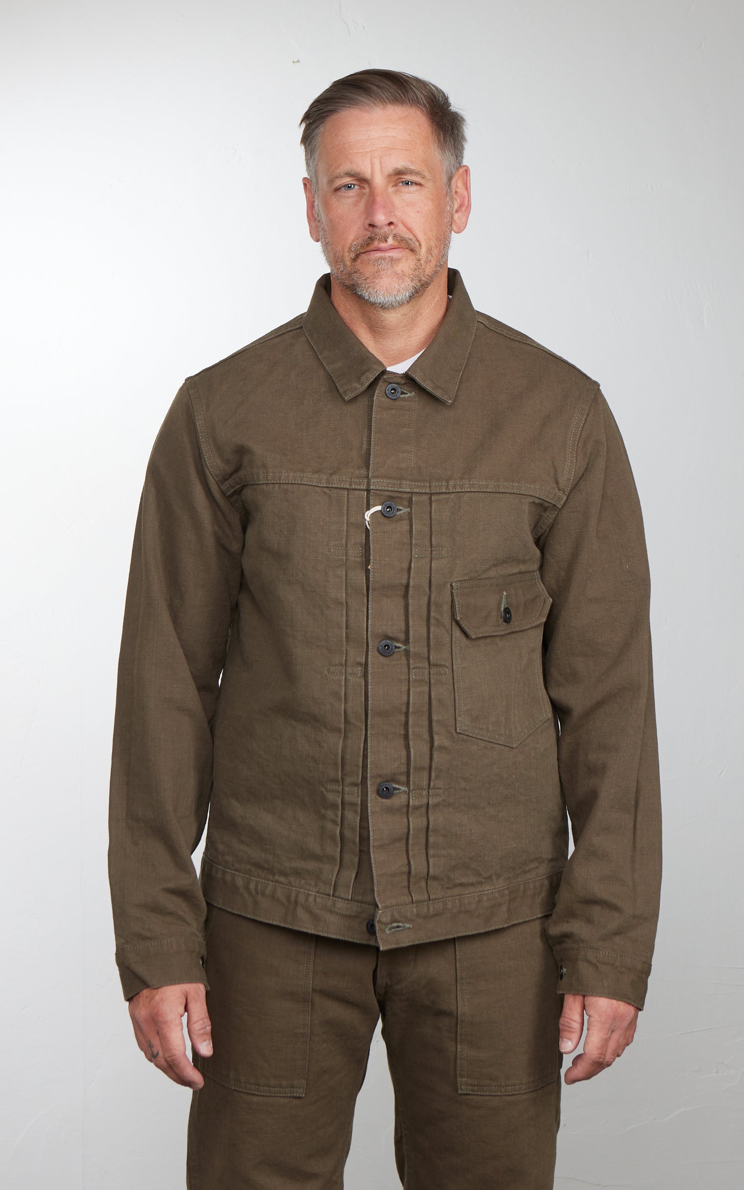 ONI Denim 01507L-HOX-OLB Type I Jacket Sulfur Dyed Heavy Oxford Olive Brown 13oz
