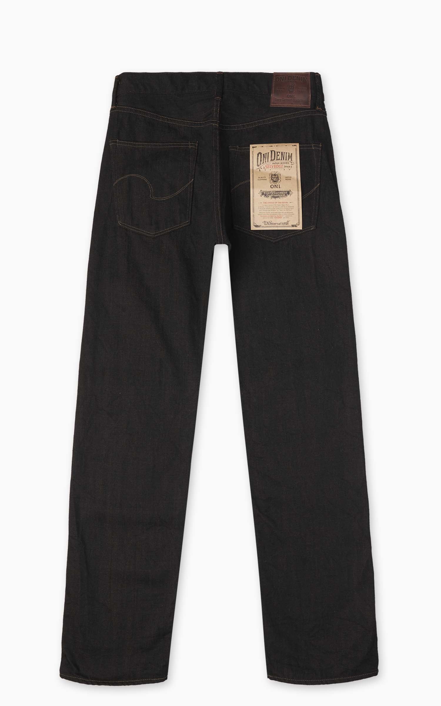 ONI Denim 246-BKOL Neat Straight Black x Olive 12oz