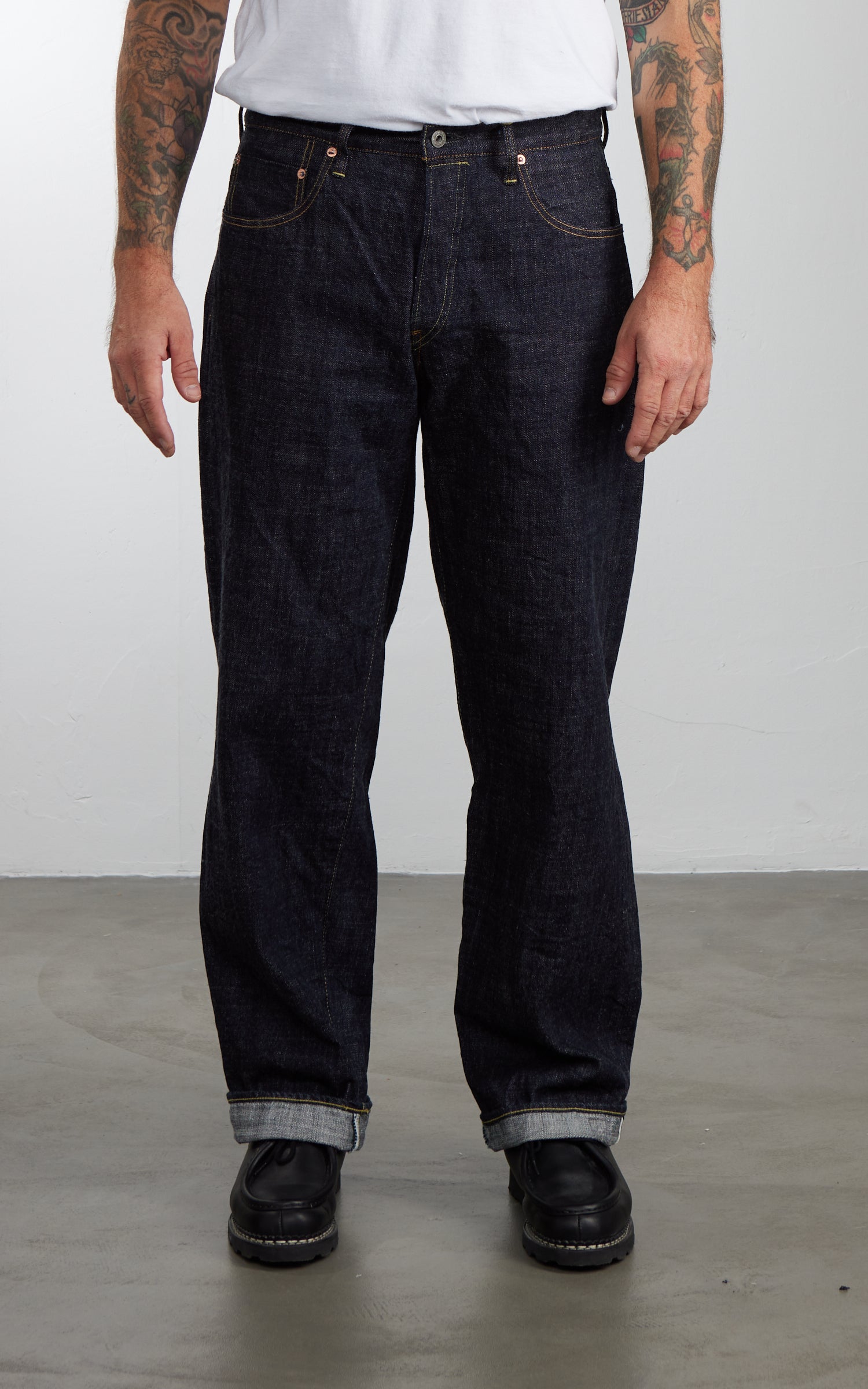 ONI Denim 822-LS13.5 Super Wide Tapered Long Slab Denim Indigo 13.5oz