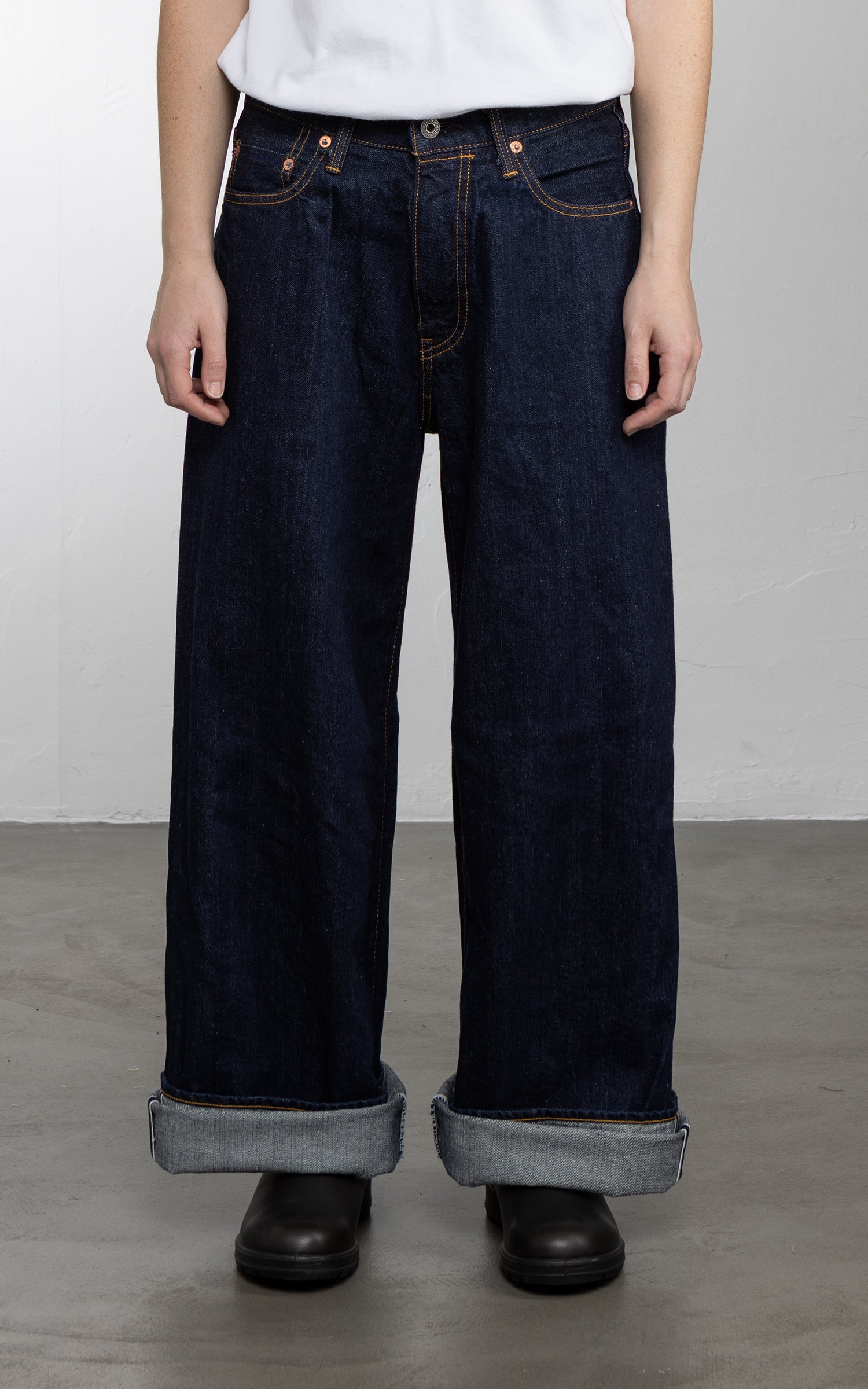 ONI Denim L722-12Z Ladies Super Wide Straight Selvedge Denim Indigo 12oz