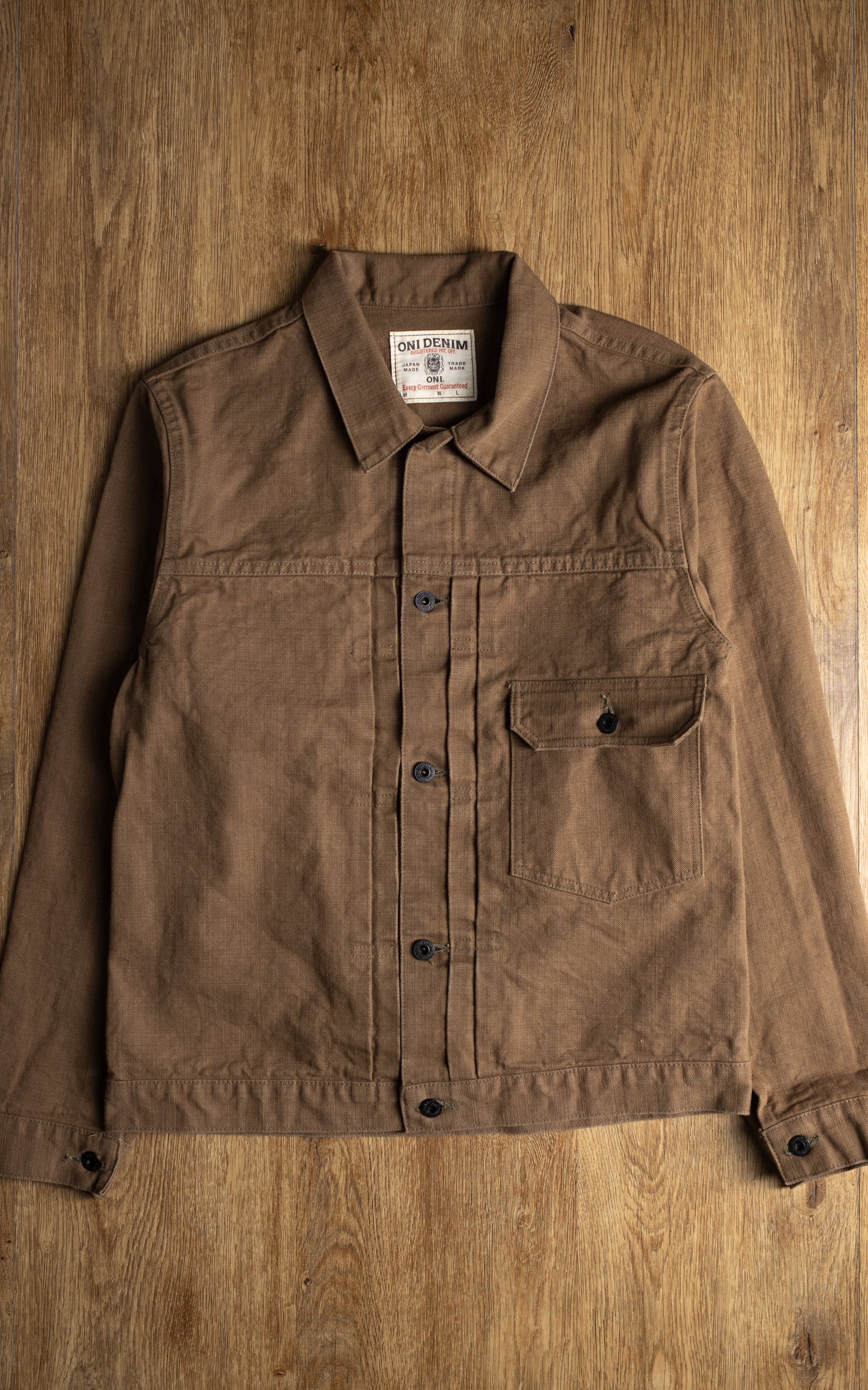 ONI Denim 01507L-HOX-BRK Type I Jacket Sulfur Dyed Heavy Oxford Brown Khaki 13oz