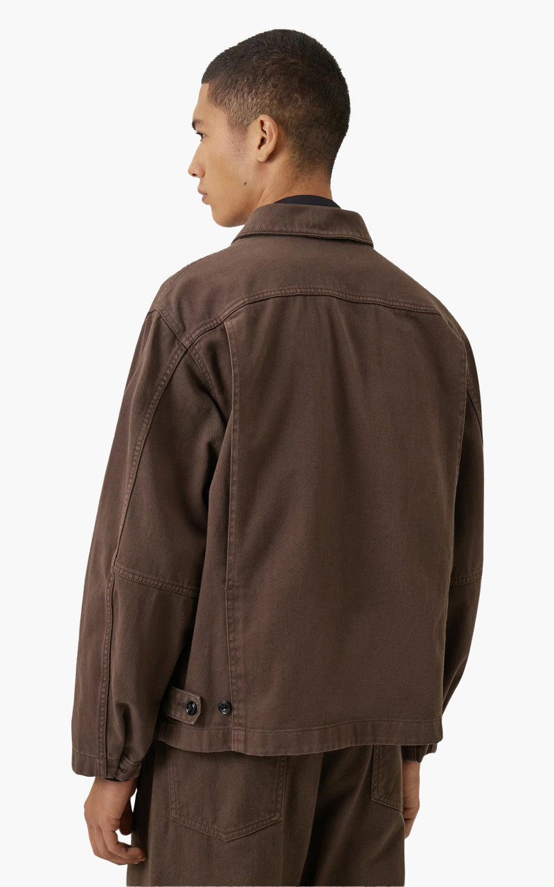 Lemaire Boxy Jacket Garment Dyed Denim Dark Brown