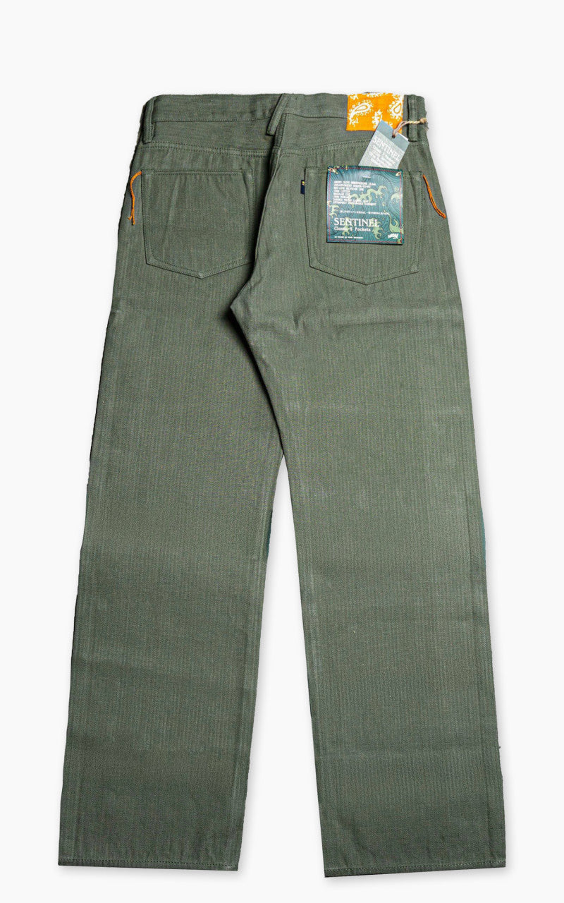 NBDN Ogre Herringbone Selvedge 5-Pocket Jeans Olive Green 15.5oz