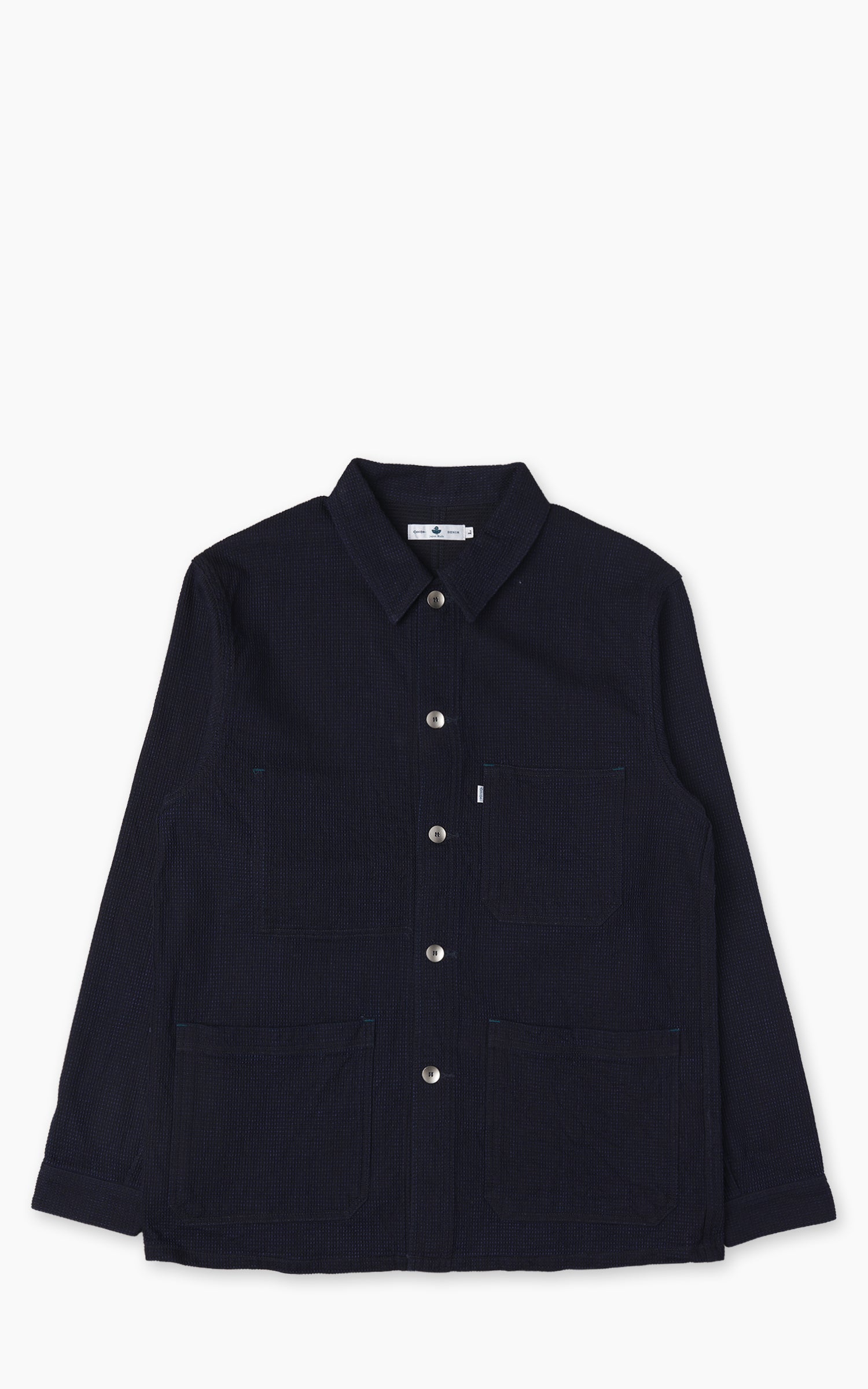 Omoto Denim 3720 Cube Sashiko Denim Chore Jacket Indigo 12oz