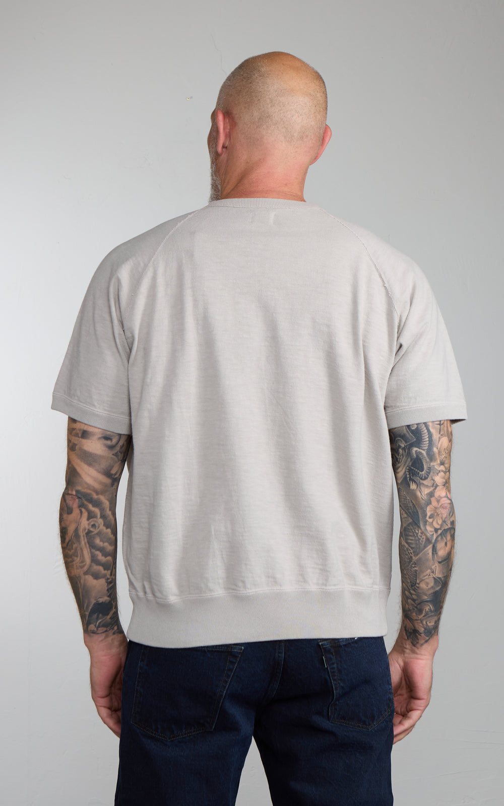 Omoto Denim 6100 Memphis Cotton Raglan Sleeve T-Shirt Grau