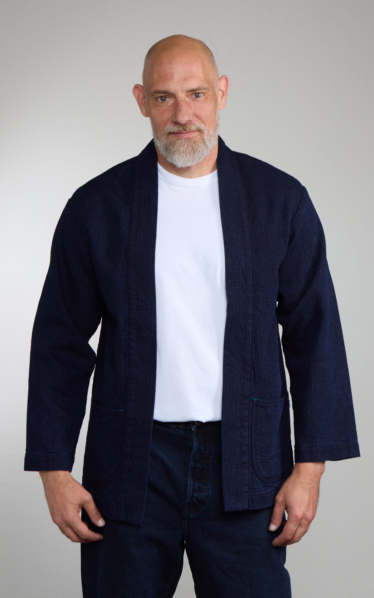 Omoto Denim 8820 Cube Sashiko Denim Happi Shirt Indigo 12oz