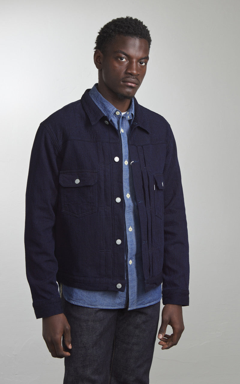 Omoto Denim 3220 Type 2 Cube Sashiko Denim Jacket Indigo 12oz