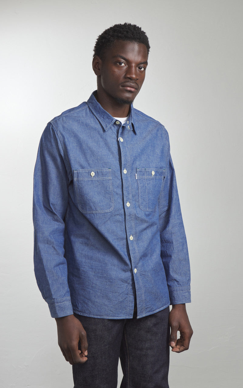 Omoto Denim 5017 High Density Chambray Work Shirt Indigo