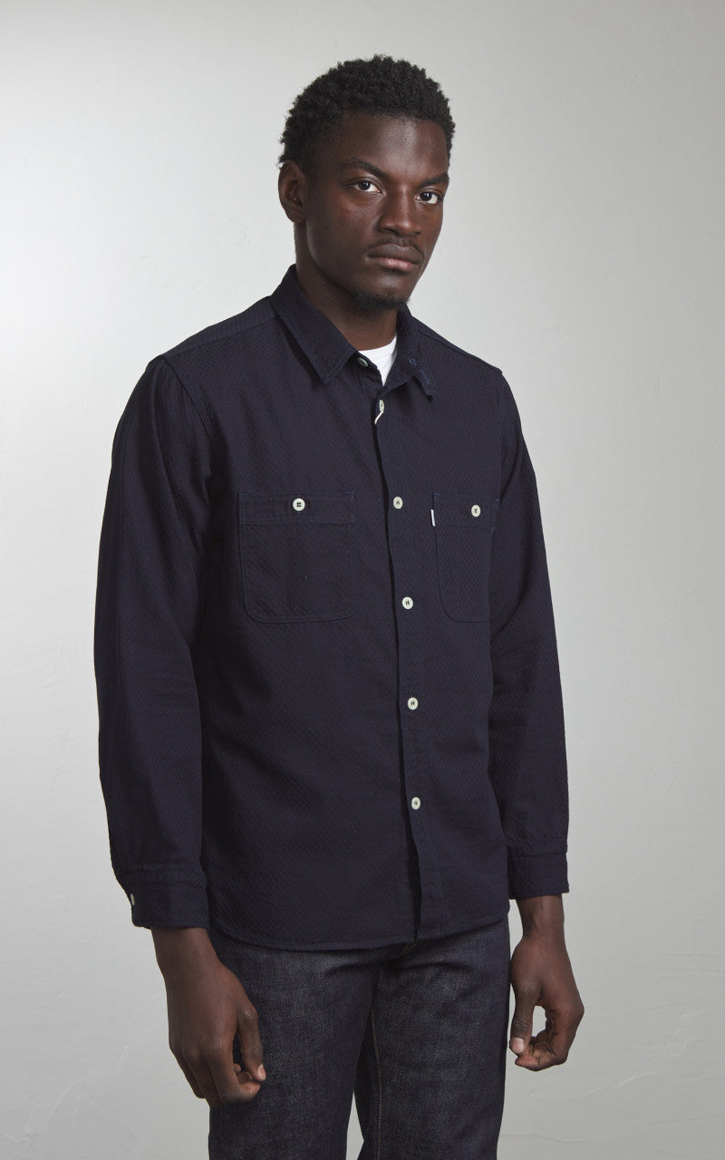 Omoto Denim 5019 Ichimatsu Denim Work Shirt Indigo 8oz