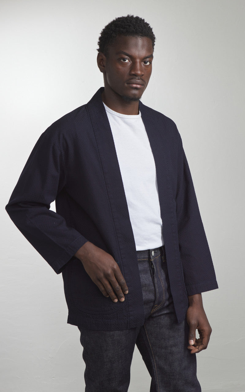 Omoto Denim 8819 Ichimatsu Denim Happi Shirt Indigo 8oz