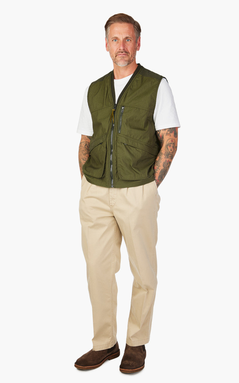 OrSlow Cotton Nylon Utility Vest Army Green