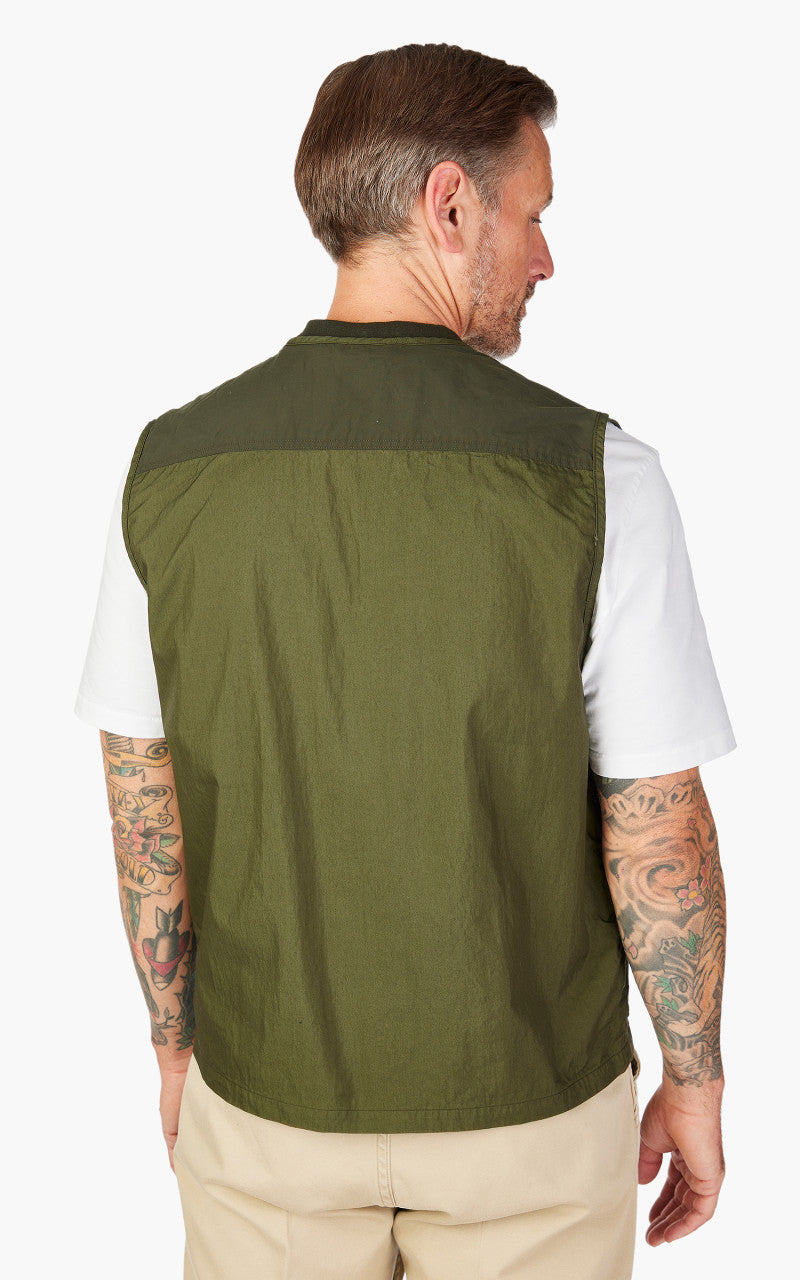 OrSlow Cotton Nylon Utility Vest Army Green