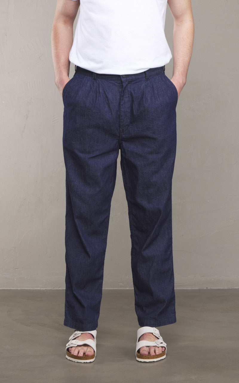 OrSlow Two Tuck Denim Wide Trousers Indigo
