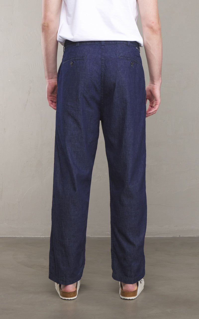 OrSlow Two Tuck Denim Wide Trousers Indigo