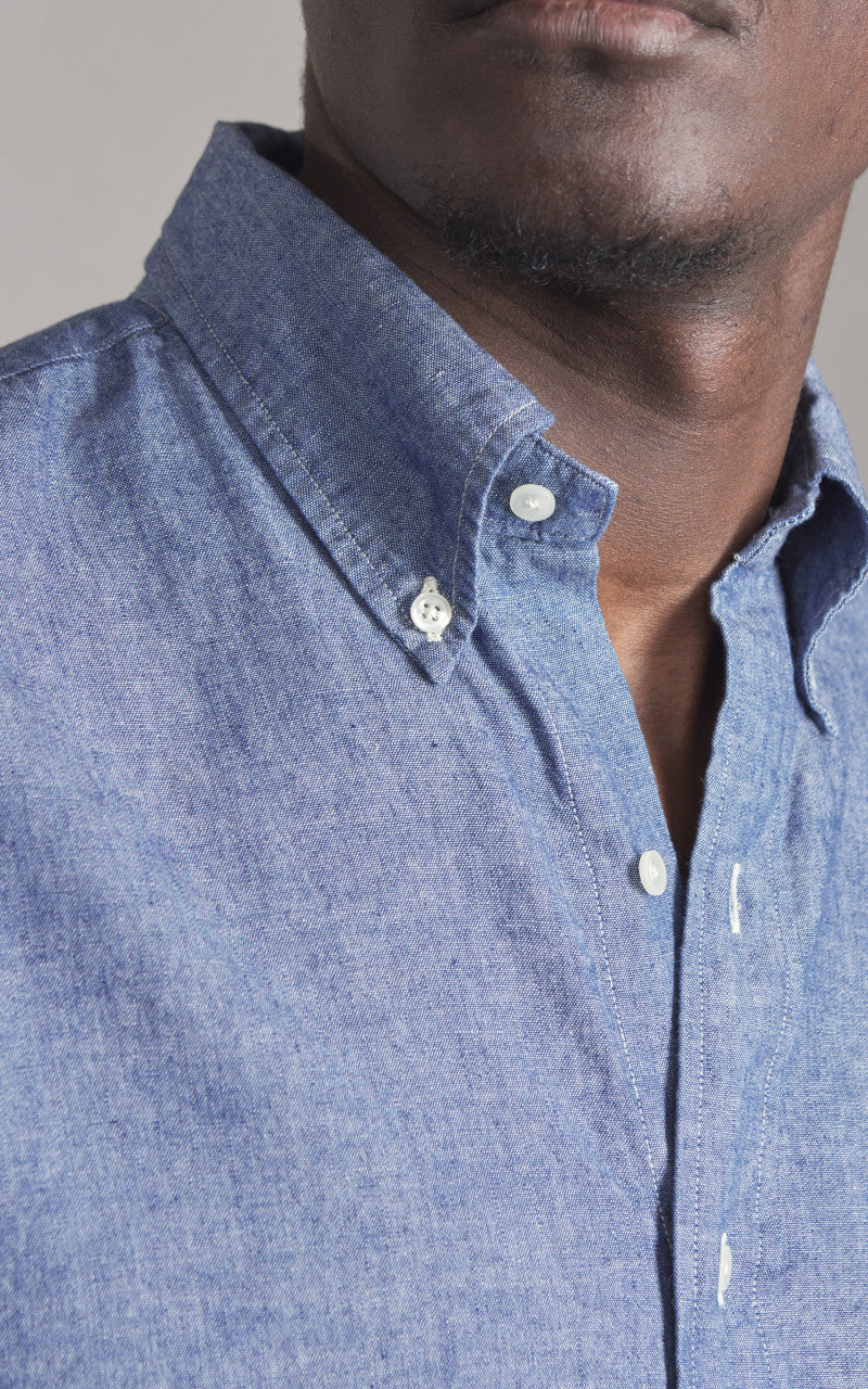 OrSlow Standard Button Down Shirt Chambray Blue