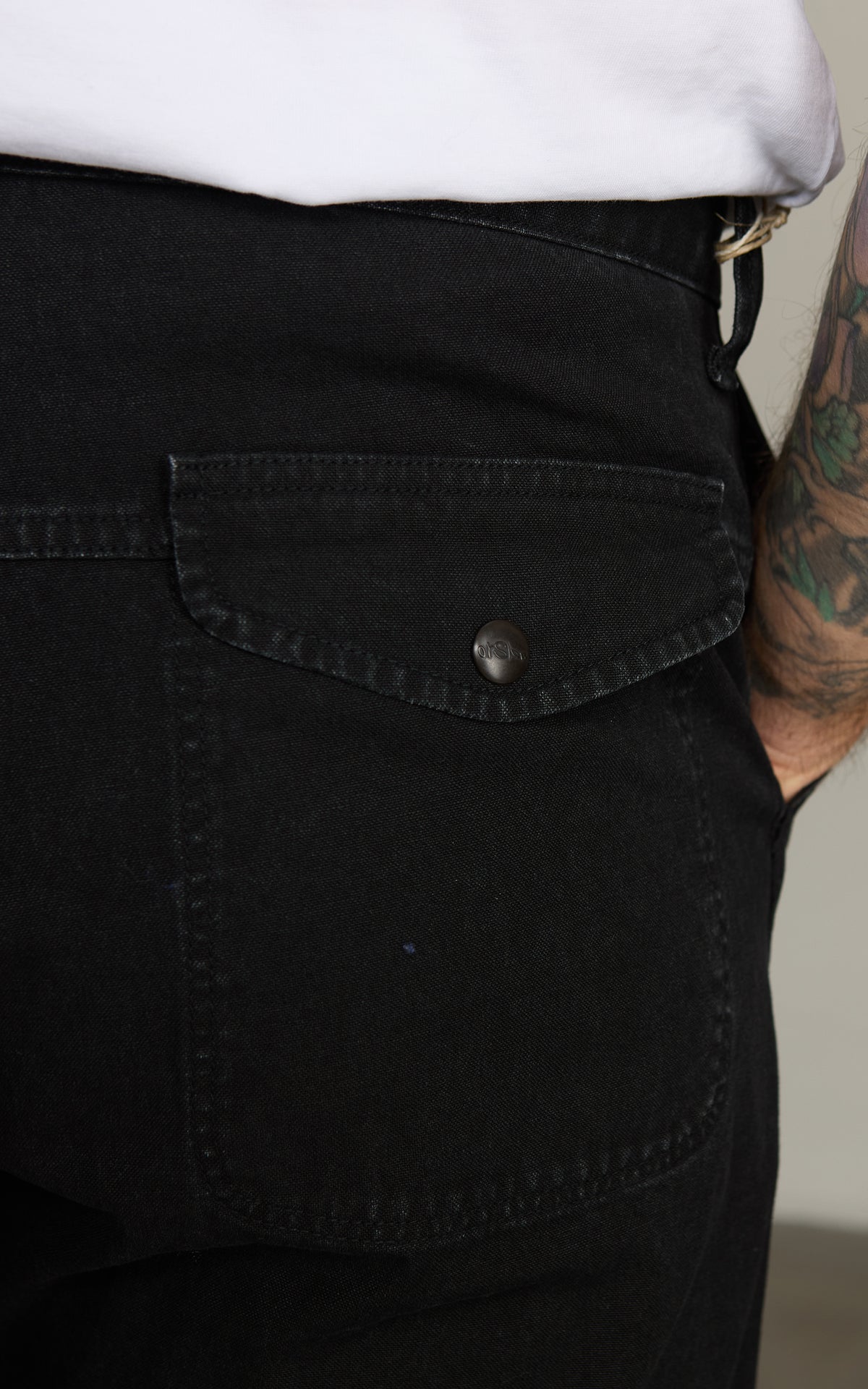 OrSlow Double Knee Canvas Work Trousers Black
