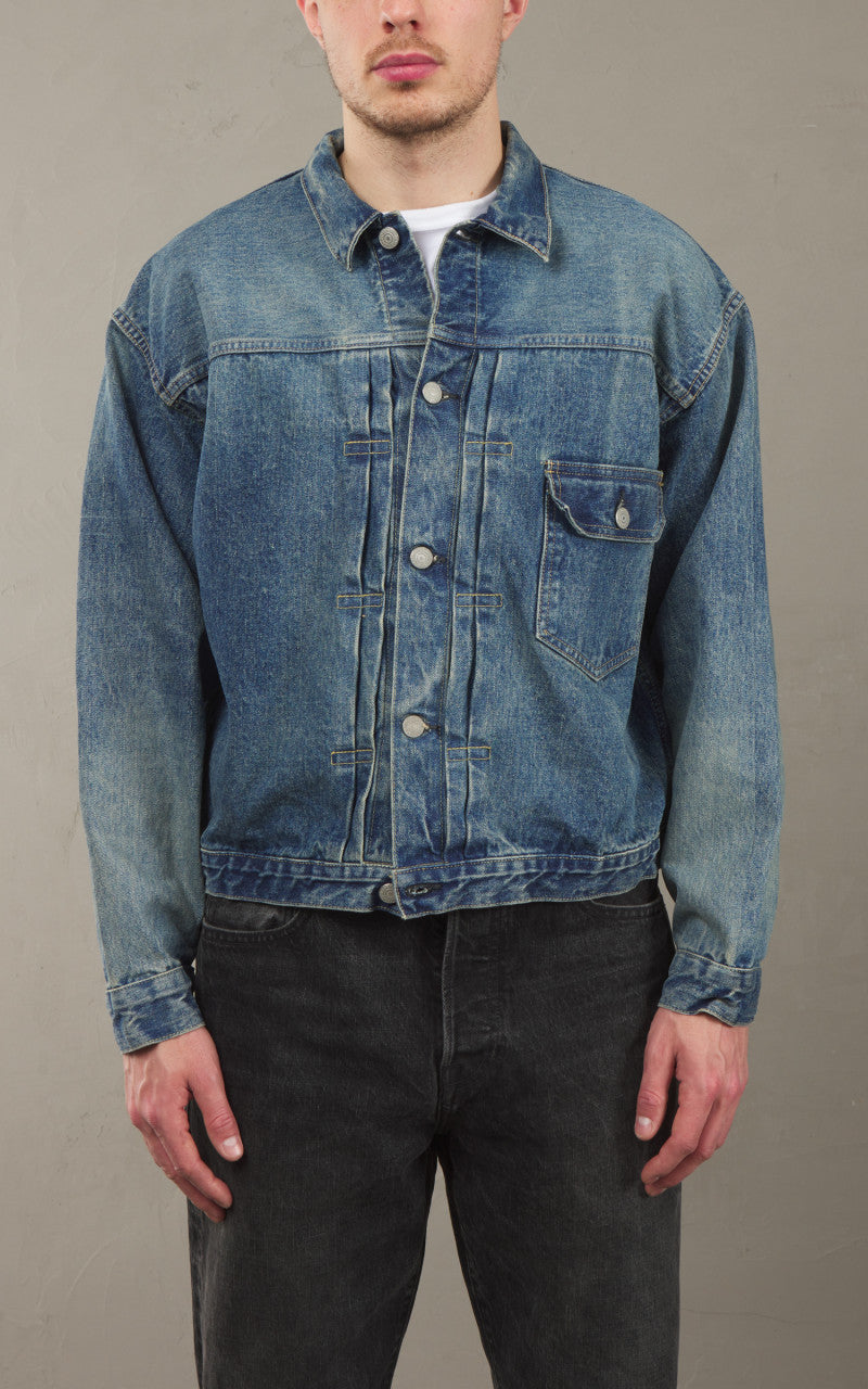 OrSlow 40s Pleated Front Blouse Jacket Selvedge Used Indigo