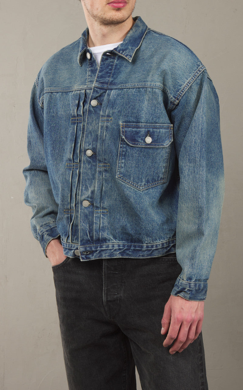 OrSlow 40s Pleated Front Blouse Jacket Selvedge Used Indigo