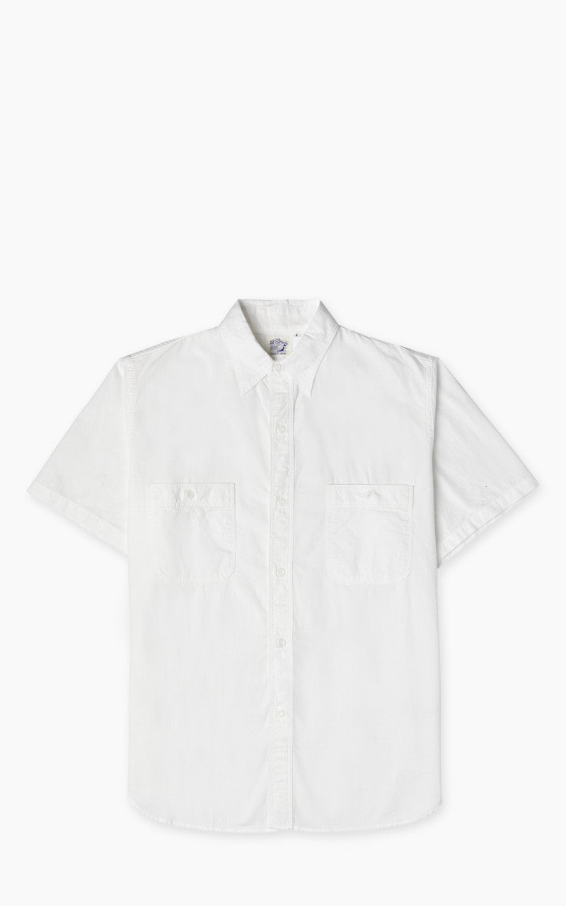 OrSlow Short Sleeve Chambray Work Shirt White