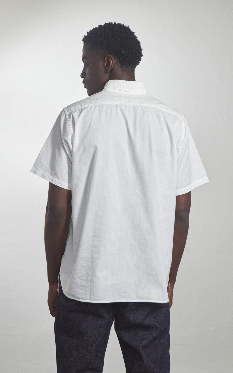 OrSlow Short Sleeve Chambray Work Shirt White