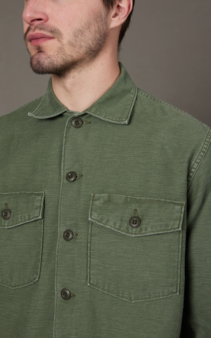 OrSlow US Army Fatigue Shirt Green Used Wash