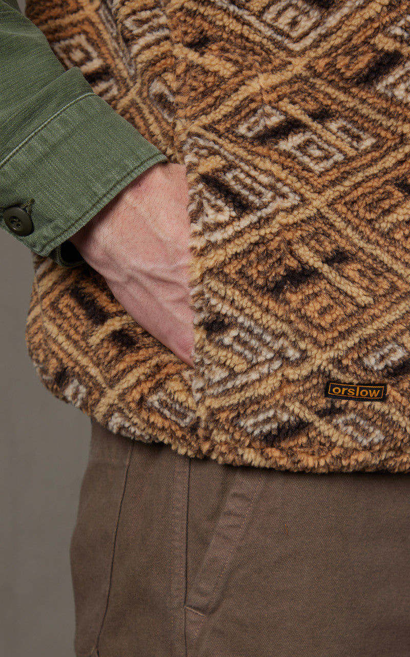 OrSlow African Pattern Boa Fleece Vest Multi