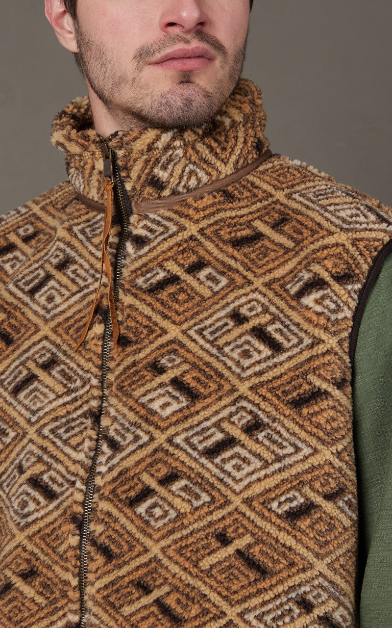 OrSlow African Pattern Boa Fleece Vest Multi