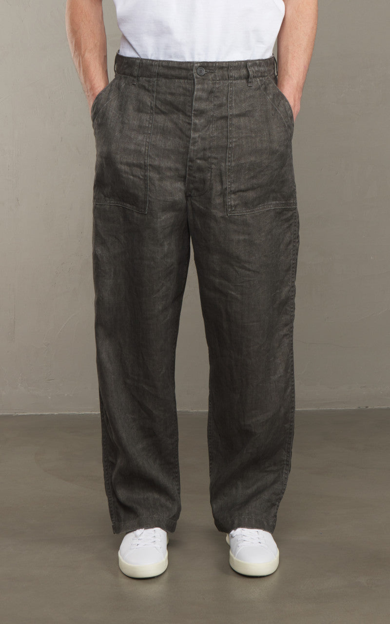 OrSlow Summer Fatigue Pants Sumi Dyed Linen Charcoal