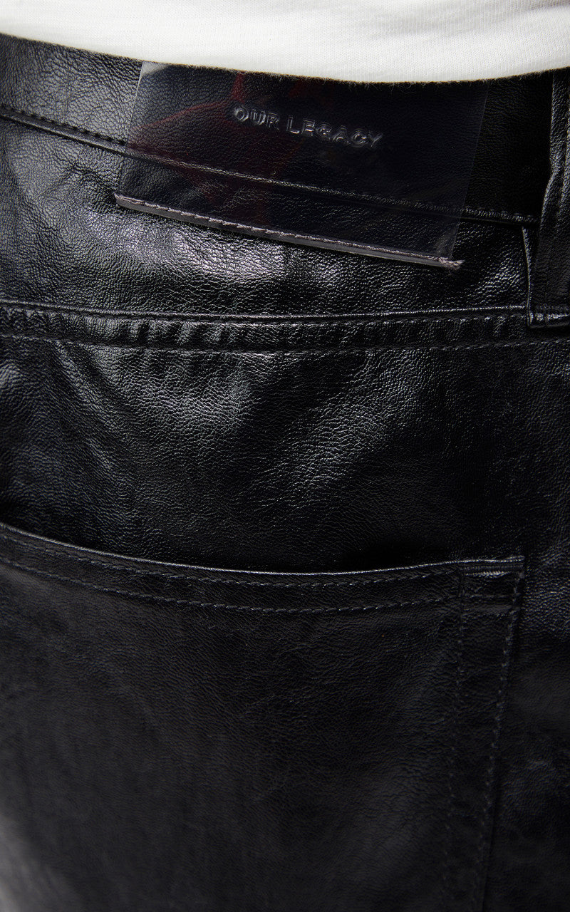 美品 OUR LEGACY Fake Leather Pants Our Legacy - Linear Moto Cut Cageian Black Fake Leather