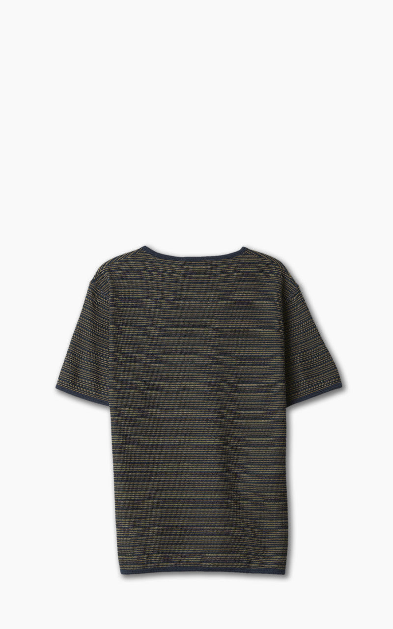 Our Legacy Tanker T-Shirt Navy/Brown Crepe Stripe