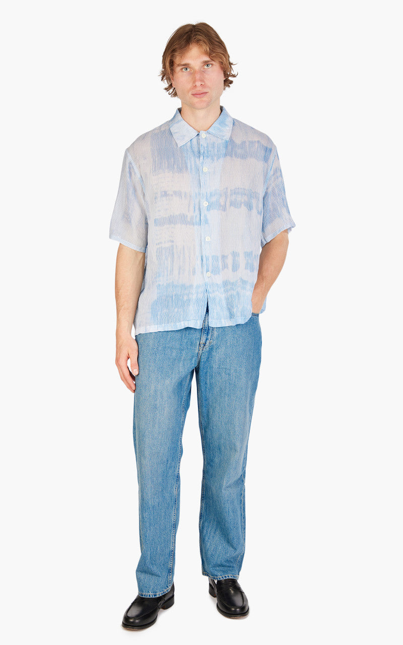 Our Legacy Box Shirt Shortsleeve Blue Brush Stroke Print