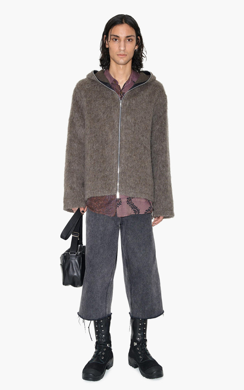 トップス OURLEGACY FULL ZIP HOODIE MOHAIR Our Legacy Full Zip Hood Mole Grey Mohair