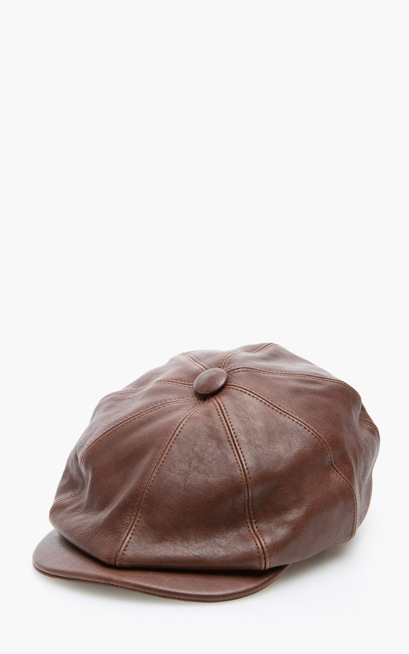 Shangri-La Heritage Outlaw 8 Panel Rider Leather Cap Brown