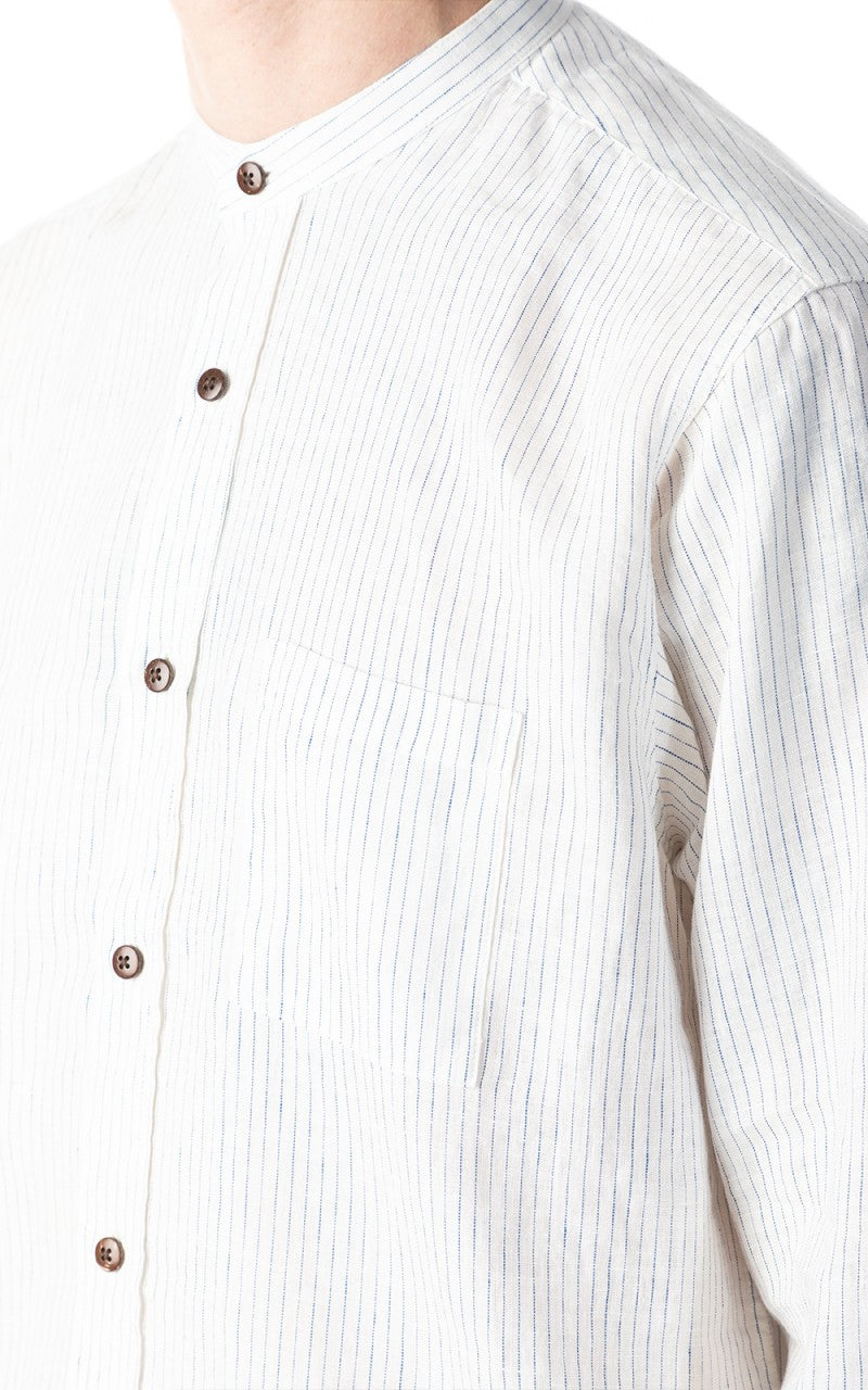 Pike Brothers 1923 Buccanoy Shirt Linen Blue White