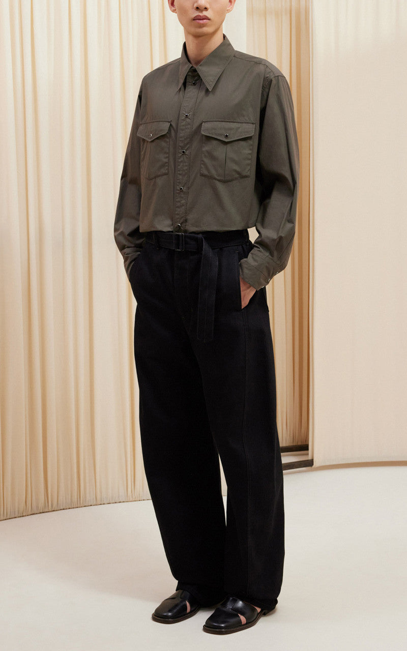 Lemaire Twisted Belted Pants Heavy Denim Black