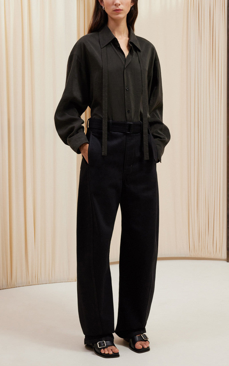 【LEMAIRE】TWISTED PANTS HEAVY BLACK DENIM Lemaire Twisted Belted Pants Heavy Denim Black