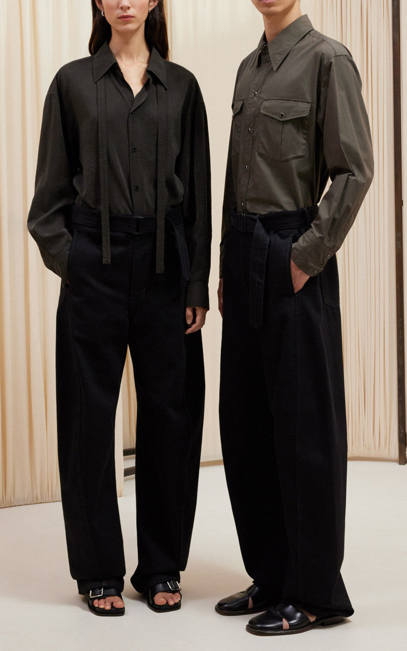 Lemaire Twisted Belted Pants Heavy Denim Black